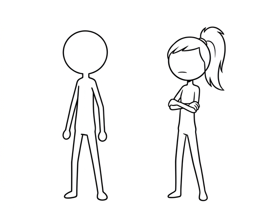 Panel 1: Two stick figures stand side by side against a plain white background. — AI Will Take Our Jobs